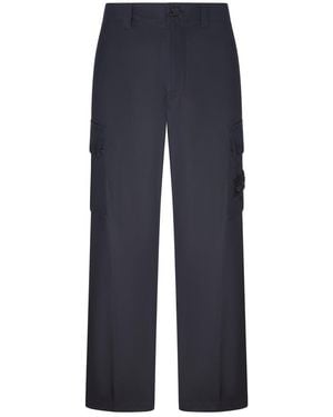 Stone Island Wide Leg Cargo Pants - Blue