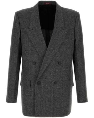 Gucci Melange Charcoal Wool Blazer - Black