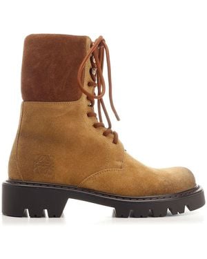 Loewe Suede 'Sierra' Combat Boots - Brown