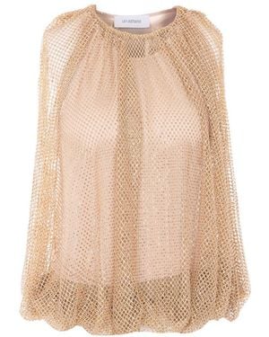 Sportmax Nodo Mesh Top With Crystals - Natural