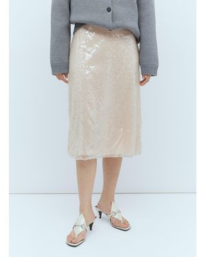 Gucci Sequin-Embroidered Tulle Skirt - White