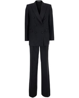 Tagliatore Double-Breasted Suit With Peak Revers - Black