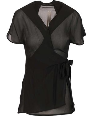 Rick Owens Silk Wrap Top - Black
