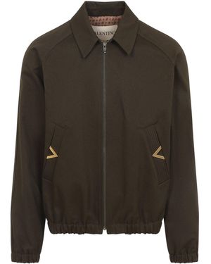 Valentino Cotton Jacket With Vgold Details - Green