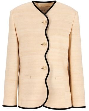 Valentino Garavani Silk And Linen Blazer - Natural