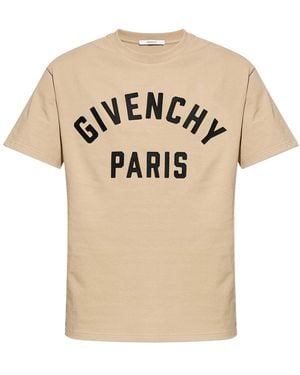 Givenchy Paris Embroidery Cotton T-Shirt - Natural