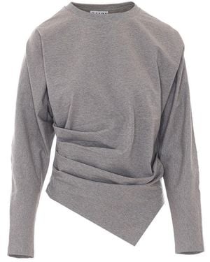 Ganni Heavy Draped Sweatshirt - Gray