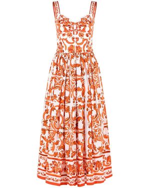 Dolce & Gabbana Dolce & Gabbana 'Maiolica' And Cotton Maxi Dress - White