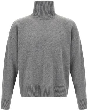 Ami Paris Wool Cardigan Clothing - Gray