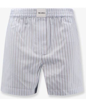 The Attico Striped Cotton Shorts - Gray