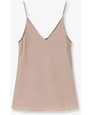 Brunello Cucinelli Stretch Silk Top - Natural