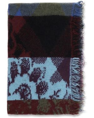 Dries Van Noten Mixed Print Fringed Scarf - Black