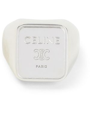 Celine Square Signet Ring - White