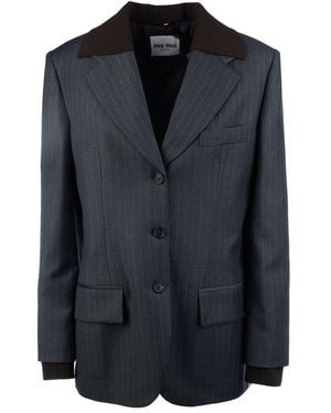 Miu Miu Clothing Blazers & Gilets - Blue