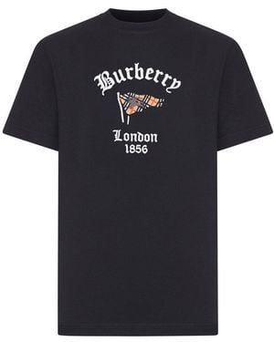 Burberry Cotton T-Shirt With Front Logo - Black