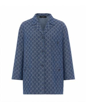 Gucci Gg Jacquard Denim Jacket - Blue