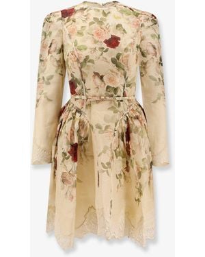 Zimmermann Hypnotic Lace Trim Silk And Cotton Mini Dress - Natural