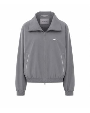 Balenciaga High Waist Logo Track Jacket - Gray