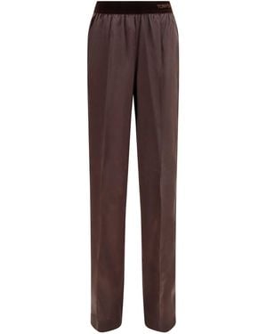 Tom Ford Stretch Silk Satin Pants - Brown