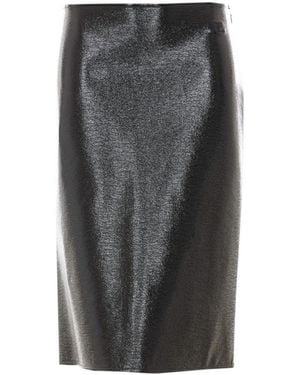 Courreges Vinyl Knee-Lenght Skirt - Gray