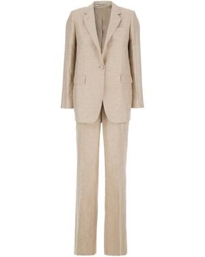 Tagliatore Single-Breasted Suit With Notched Revers - Natural