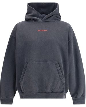 Balenciaga Logo Hooded Sweatshirt - Blue