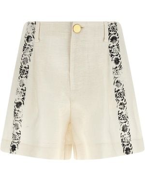 Alberta Ferretti 'Fortuny' Linen Shorts - White