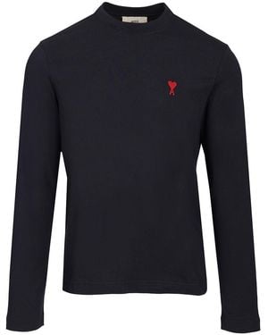 Ami Paris Ami Long-Sleeved T-Shirt - Blue