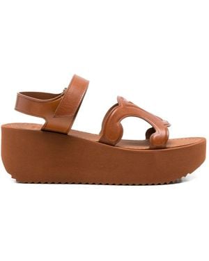Celine Sunny Triomphe Sandals - Brown