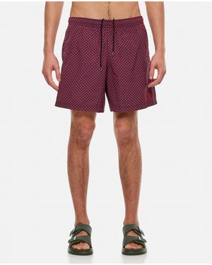McQueen Dots Skull Swimshorts - Red
