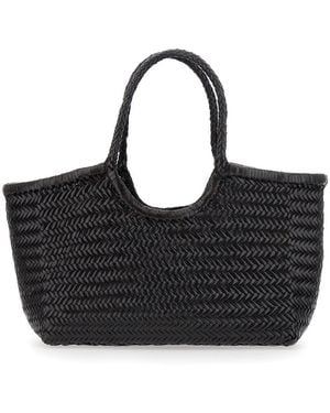 Dragon Diffusion Shopping Bag With Two Top Handles An Intertwined Motif - Black