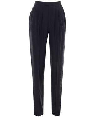 Saint Laurent Habutai Silk Pants - Blue