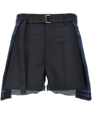 Sacai Wool Insert Shorts - Blue