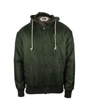 Autry Hooded Bomber Jacket With Embroidered Logos - Green