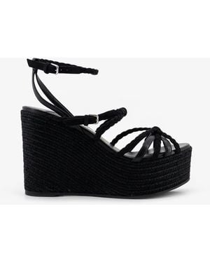 Jimmy Choo Nyra Leather And Raffia Sandals - Black