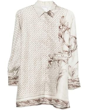 Max Mara Printed Silk Twill Shirt - White