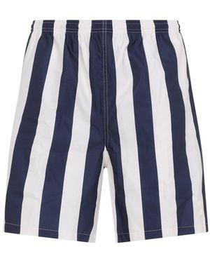 Ami Paris And Long Stripes Polyester Swim Shorts - Blue