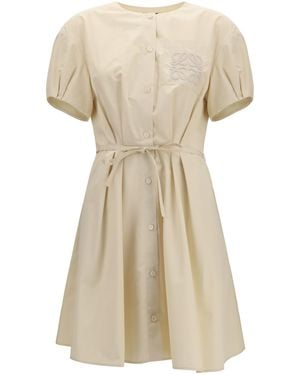 Loewe Lightweight Cotton Poplin Dress - Natural