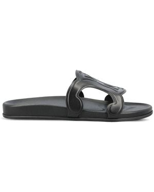 Celine Triomphe Leather Slides - White