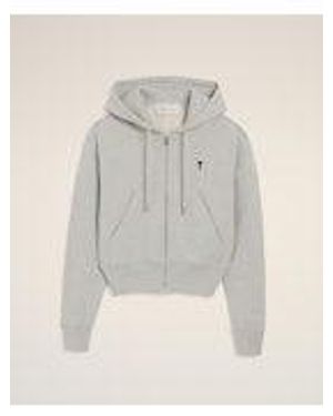 Ami Paris Hoodie With Contrasted Ami De Coeur - Gray