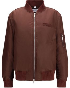 Off-White c/o Virgil Abloh Embroidered Logo Nylon Bomber Jacket - Brown