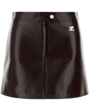 Courreges Chocolate Vinyl Mini Skirt - Black