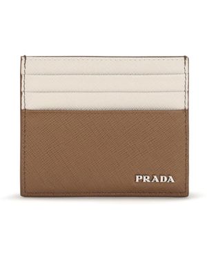 Prada Saffiano Leather Card Holder - White