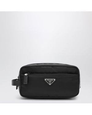 Prada Re-Nylon And Leather Pouch - Black