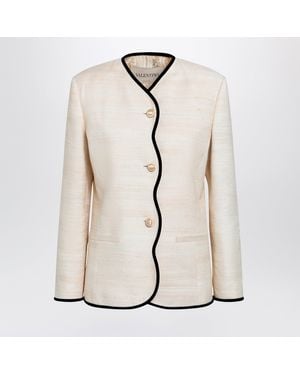 Valentino Milk-Honey Colored Silk And Linen Jacket - Natural