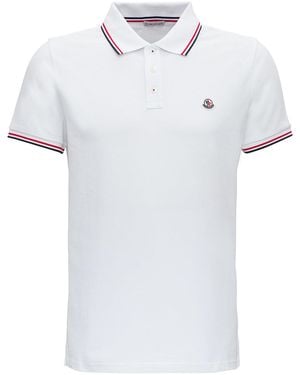 Moncler Polo Shirt With Classic Collar And Logo Embroidery On The Front - White