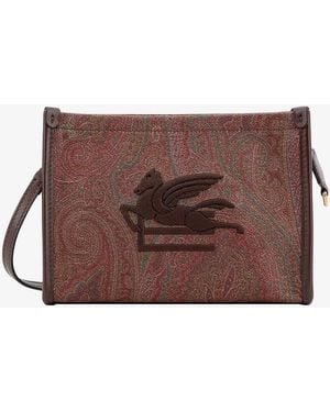 Etro Pegaso Arnica Paisley Fabric Pouch - Brown