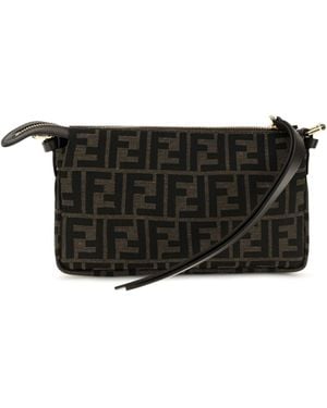 Fendi All-Over Monogram Jacquard Shoulder Bag - Black