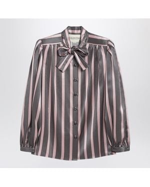 Valentino Striped Crepe De Chine Shirt - Pink