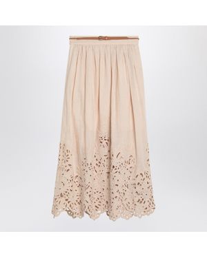 Zimmermann Wylie Cream Colored Midi Skirt - Natural